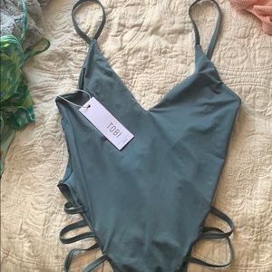 TOBI - MY BELOVED BLUE STRAPPY HIGH CUT MONOKINI